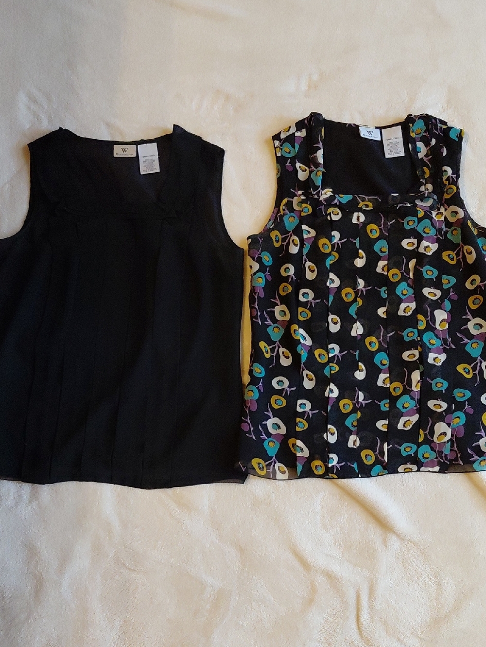 2 Worthington Black Lined Shell Top. Size Small.